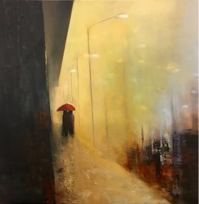Under en rød paraply 60x60 - solgt